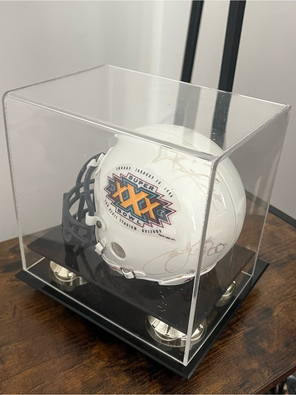 Signed Troy Aikman & Emmitt Smith Super Bowl XXX Mini Helmet w/ Display Case